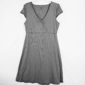 Toad & Co Rosemarie Knit Dress Large Gray w White Stripes Organic Cotton Blend